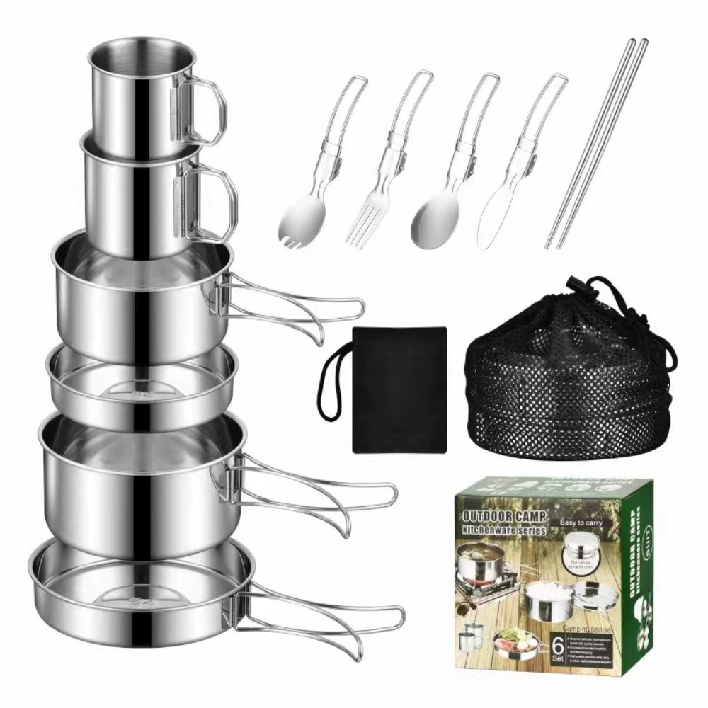 Camping Cooking Pots And Pans Set - 12-teiliges Adventure Camp Kochset, Camping-Töpfe und