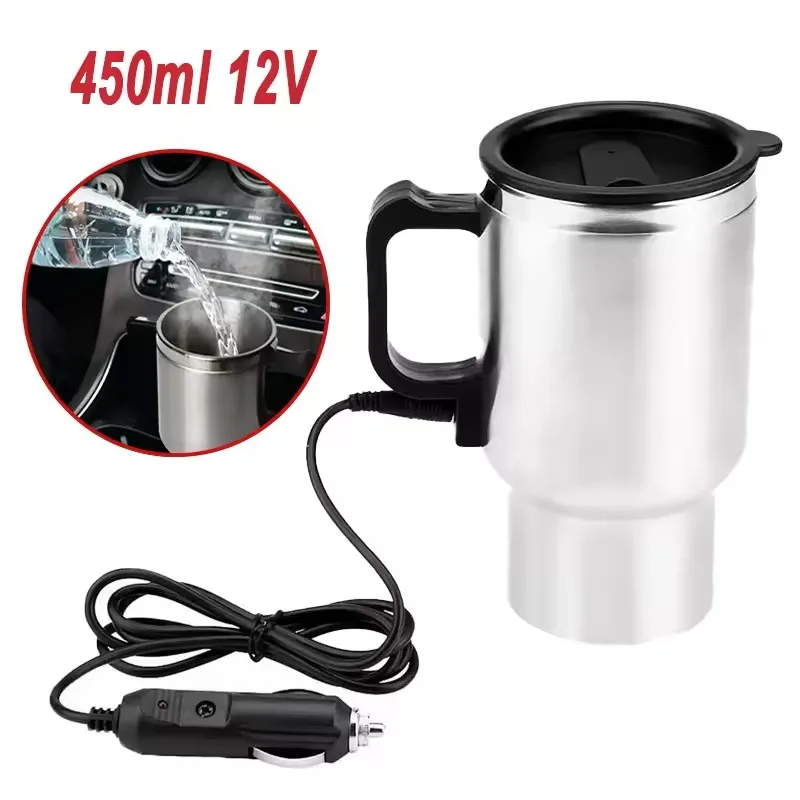 Camping Cooking Tin - Elektrischer Auto-Wasserkocher 12V 450ml Fahrzeug-Heizbecher Edelstahl