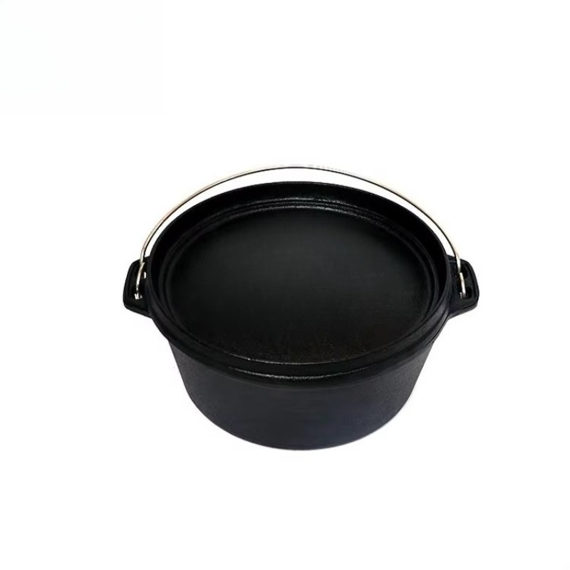 Camping Cooking Pot With Lid - Kochen im Freien, Gusseisen-Kochgeschirr, Camping-Topfofen mit