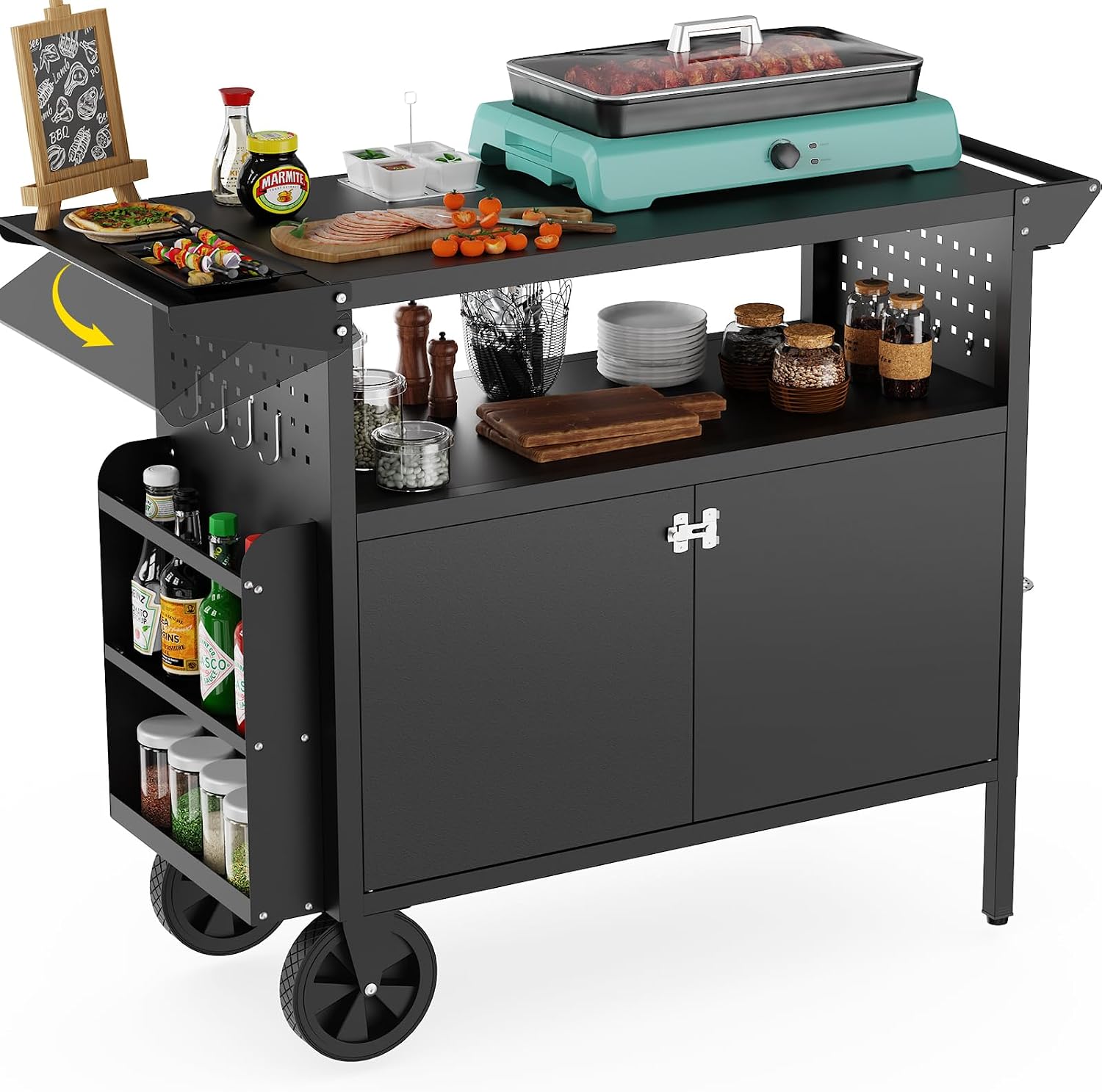 Camping Cooking Grill - Outdoor-Grillwagen mit Stauraum, Kücheninsel mit Rädern,