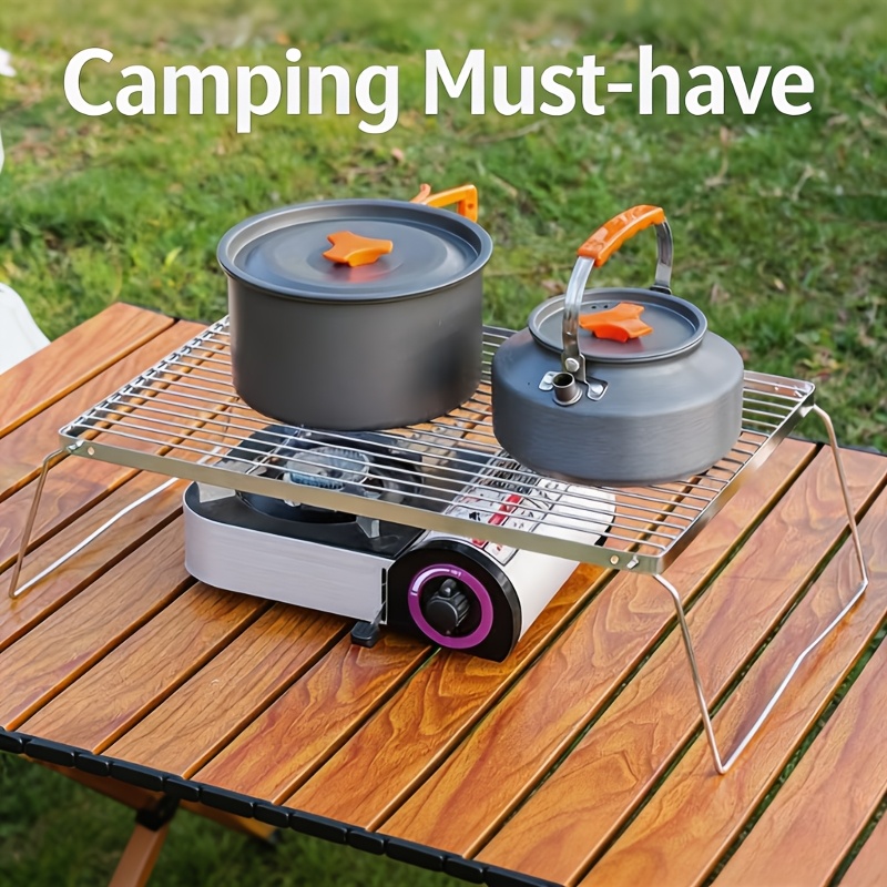 Camping Cooking Accessories - Tragbarer, faltbarer Lagerfeuerständer aus Edelstahl –