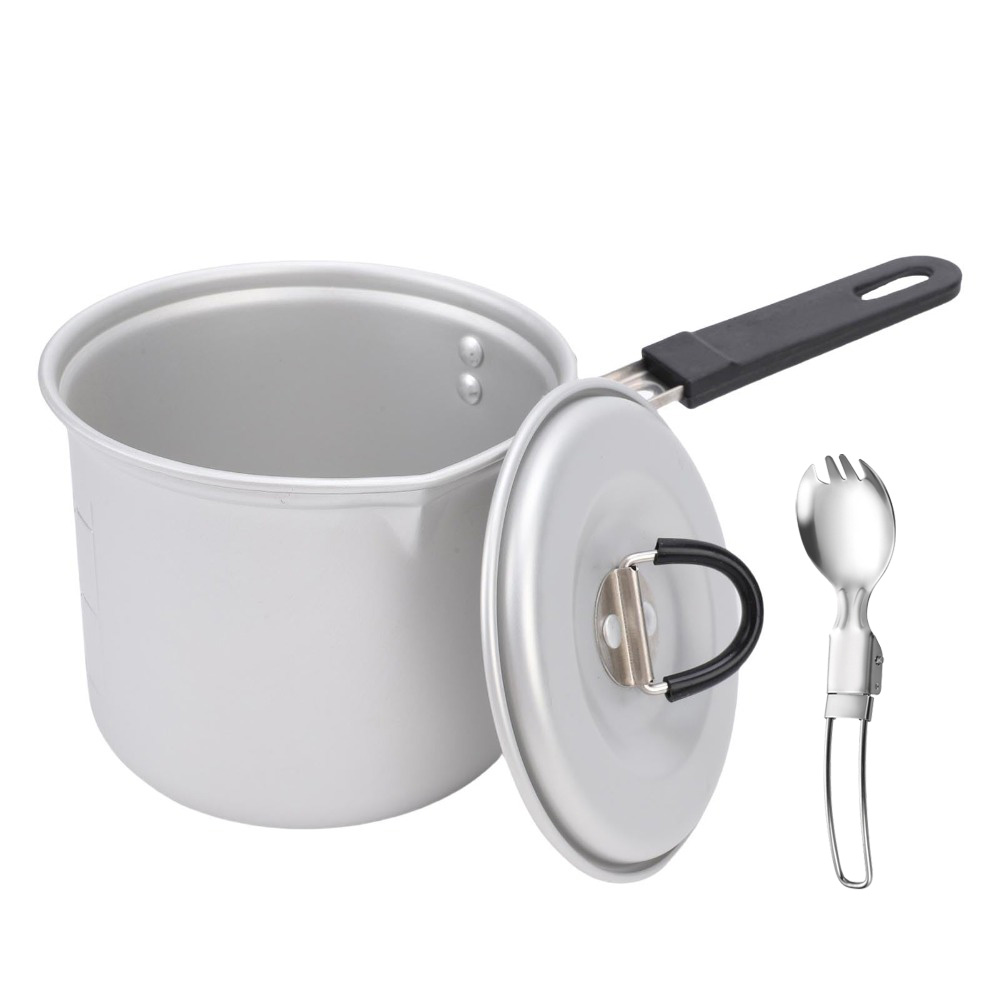 Camping Cooking Pot With Lid - Camping-Kochtopf, 770ml Tragbarer Aluminium-Kochtopf mit Deckel