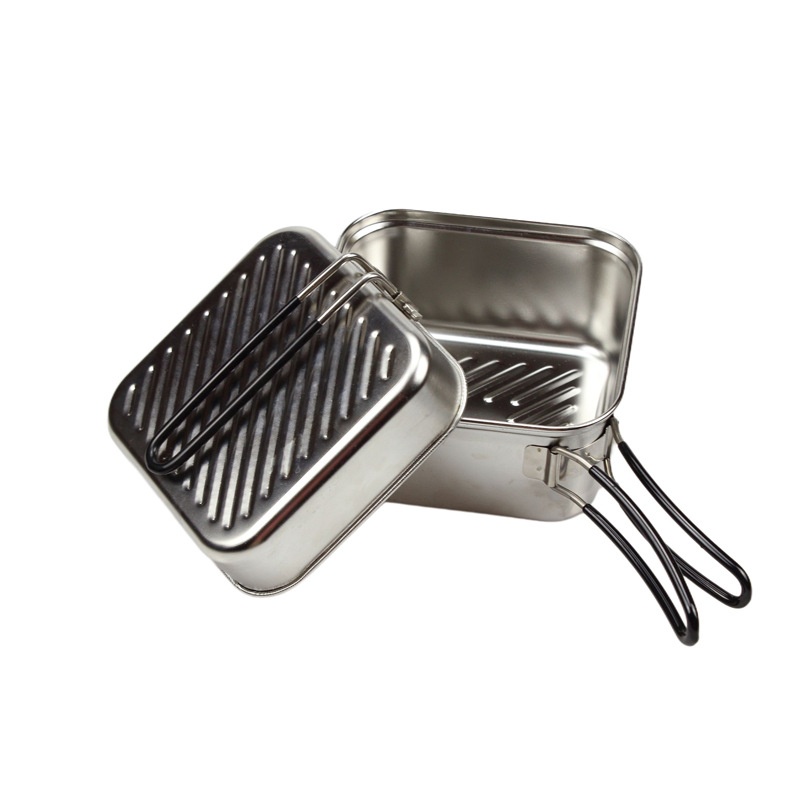 Camping Cooking Pots And Pans Set - Outdoor-Kochset aus Edelstahl, Leichter 1,1L Faltbarer