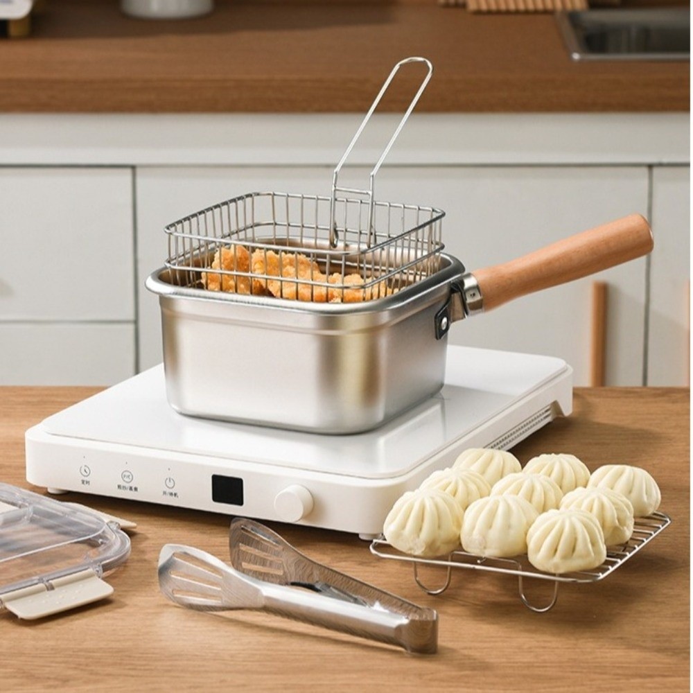 Camping Cooking Pots And Pans Set - Tragbare Bratpfanne aus Edelstahl, quadratische Form,
