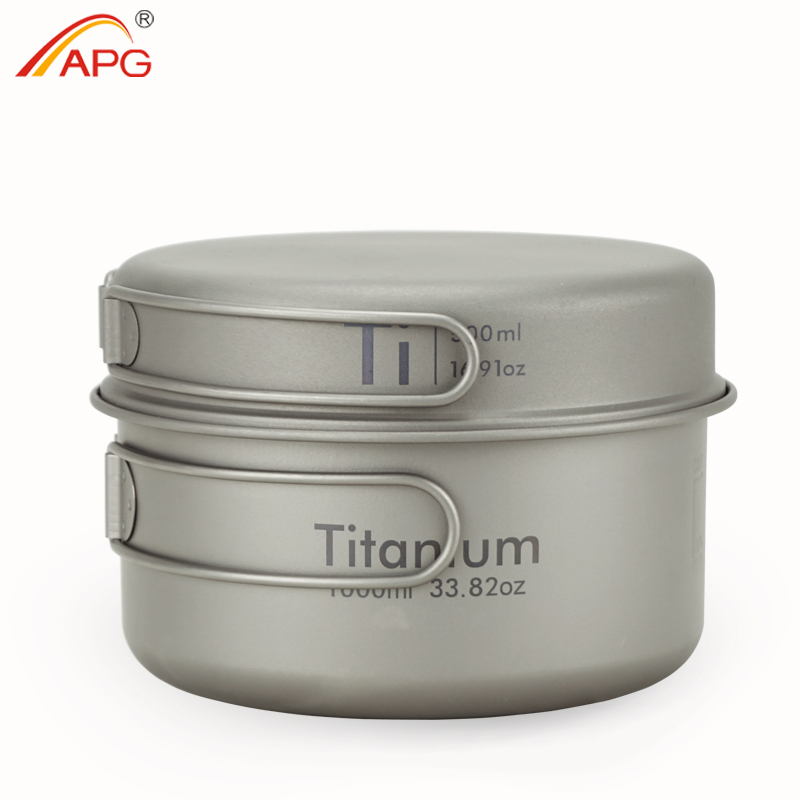 Camping Cooking Organizer - APG Ultraleichte Titanpfanne, Outdoor-Camping-Geschirr, Titan-Topf, Kochgeschirr,