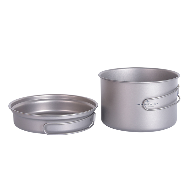 Camping Cooking Pots And Pans Set - Boundless Voyage Titan-Topf und Bratpfanne mit