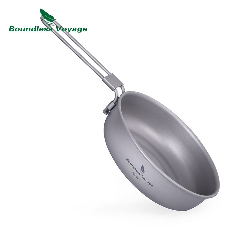 Camping Cooking Appliances - Boundless Voyage Ultraleichte Titan-Bratpfanne mit Klappgriff,
