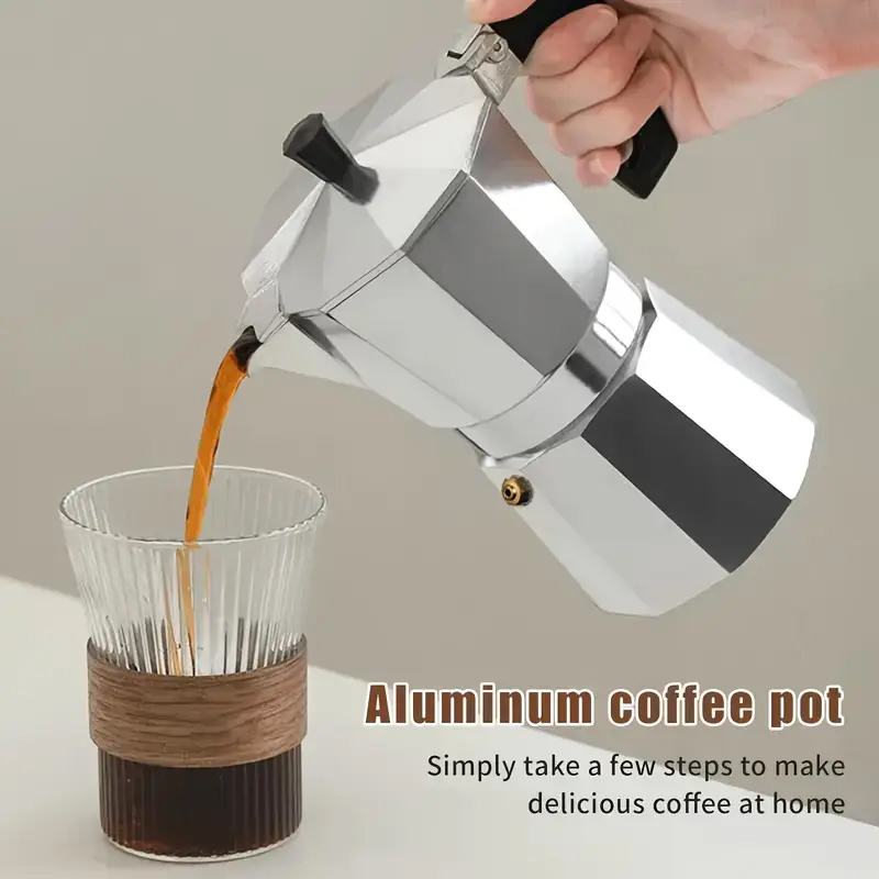 Camping Cooking Accessories - Klassischer Aluminium-Moka-Kocher 50-300ML Haushalts-Espressomaschine für Herdplatten,