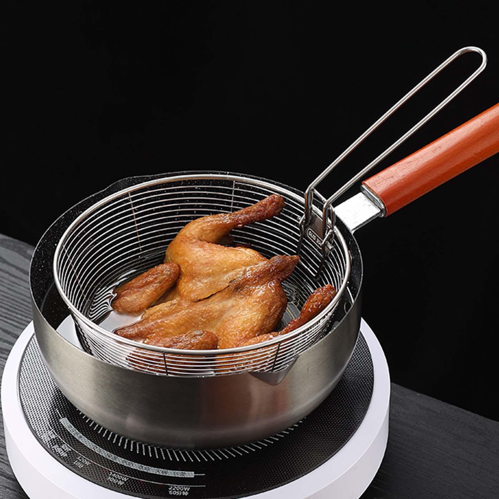 Camping Cooking Basket - Frittierkorb aus Edelstahlgewebe, Siebkorb, Frittierkorb mit