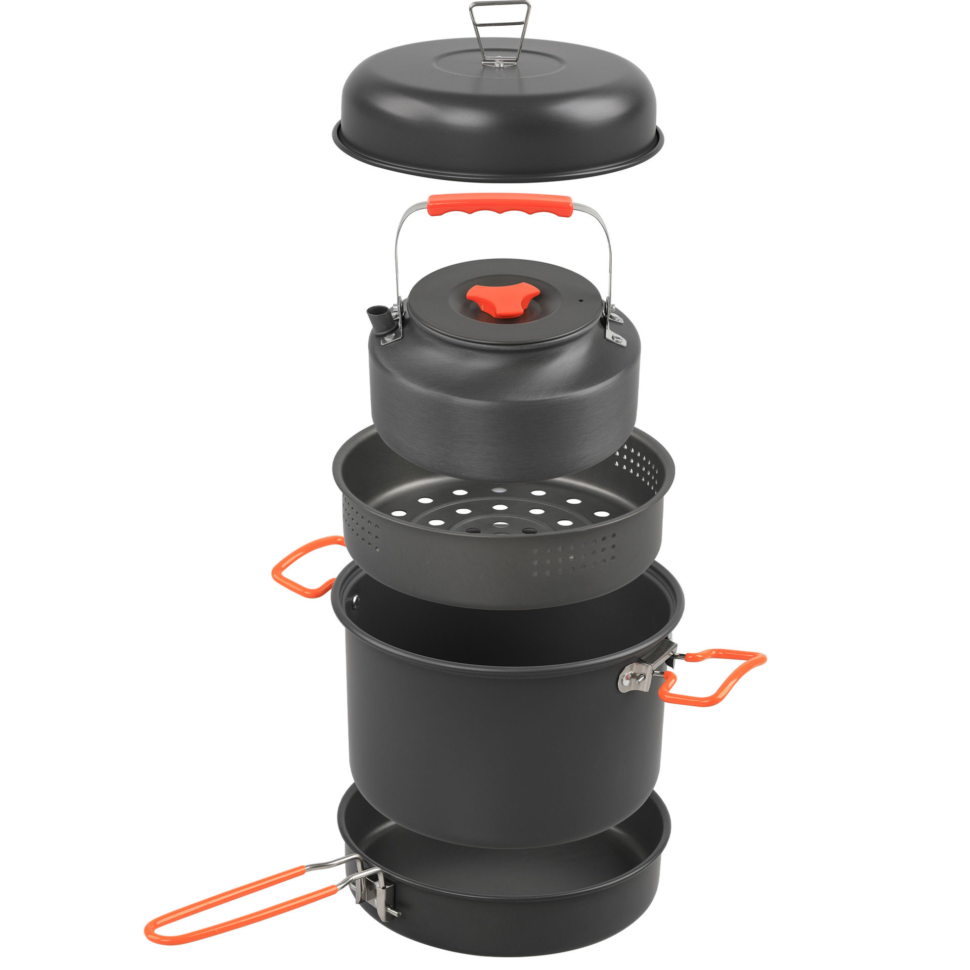 Camping Cooking Set - Outdoor-Kochgeschirr-Set Camping Kochtopf Wasserkocher Dampf garer