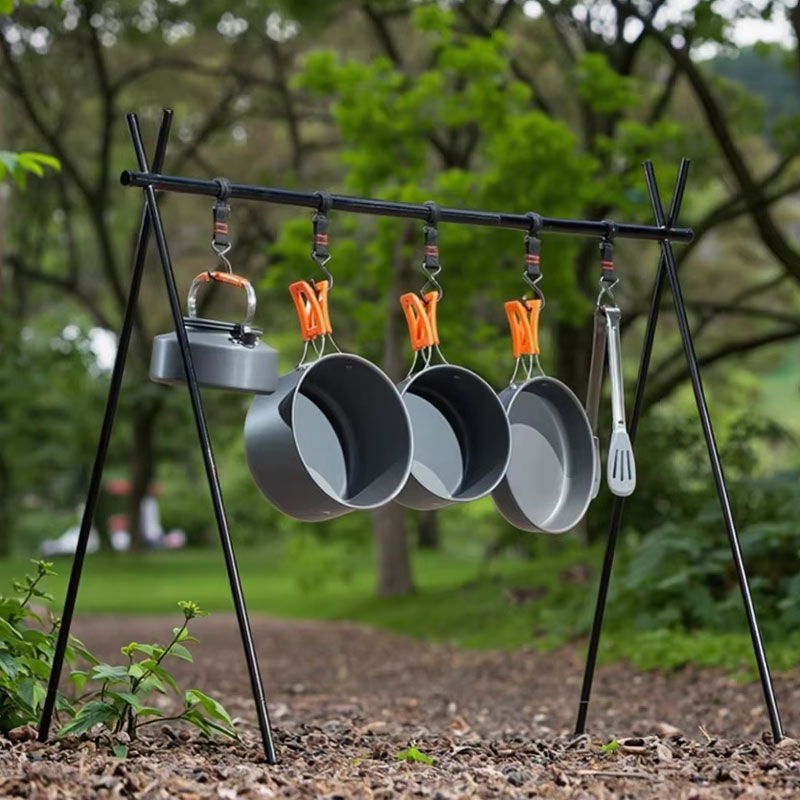 Camping Cooking Mess Kit - Camping-Kochgeschirr-Set: Antihaftbeschichtete, Leichte Aluminiumtöpfe für Gasbetrieb,