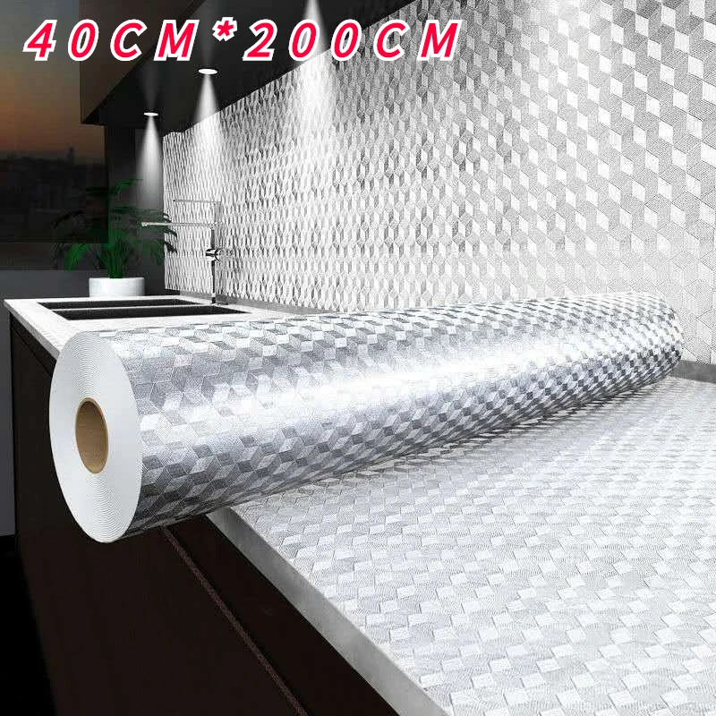 Aluminum Foil Heavy Duty - Küchen-Ölbeständiger Aufkleber Herdplatten-Hochtemperatur-Selbstklebende Tapete Schrank-Arbeitsplatten-Aluminiumfolie Verstärkt