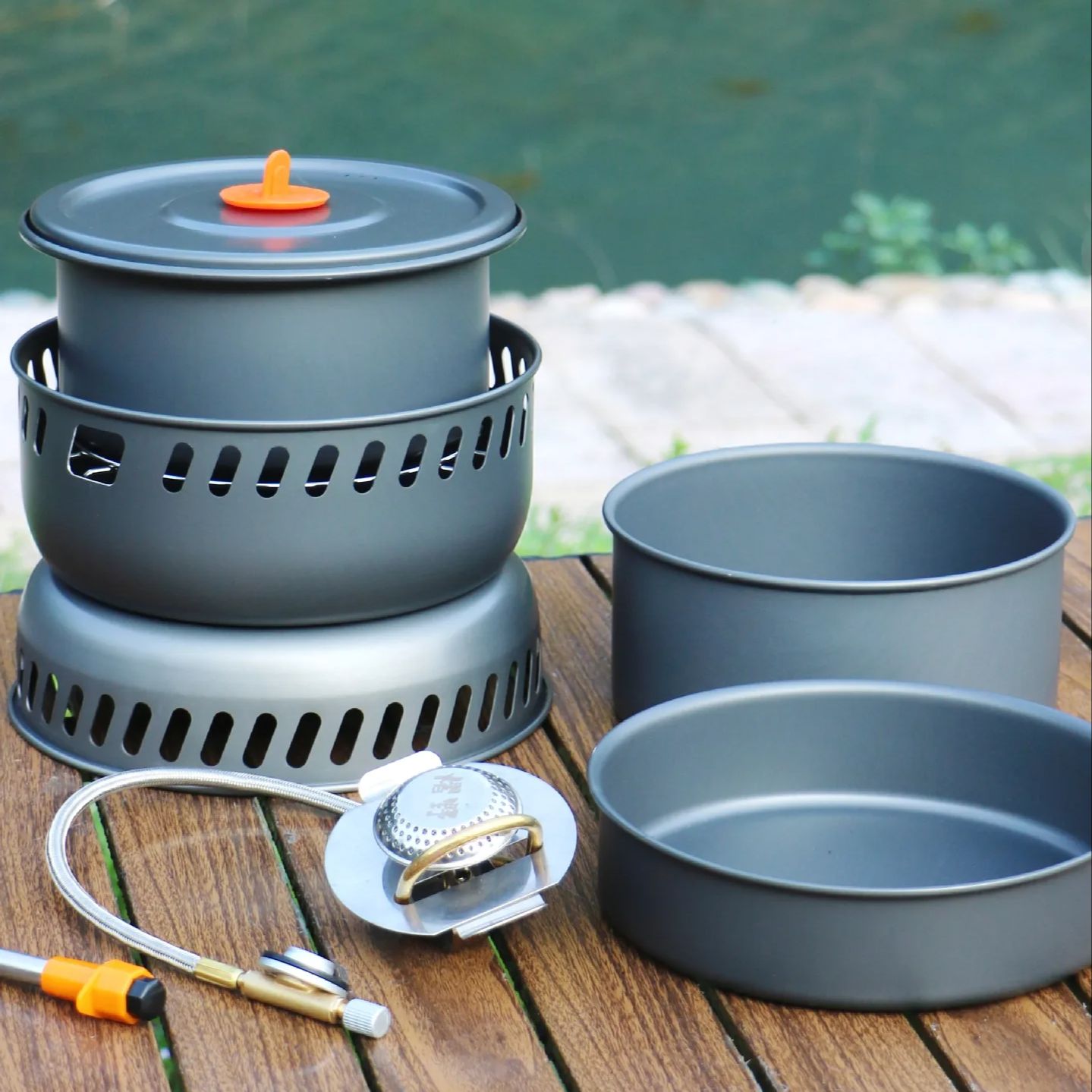 Camping Cooking Pots And Pans Set - Camping Legierung Kochtopf Bratpfanne Herd Set