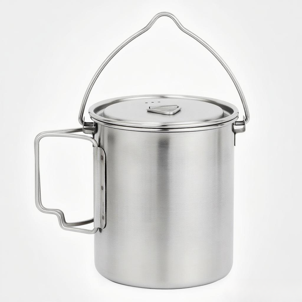 Camping Cooking Pot With Lid - 750ml Edelstahl-Topf Tragbarer Wasserbecher mit Deckel