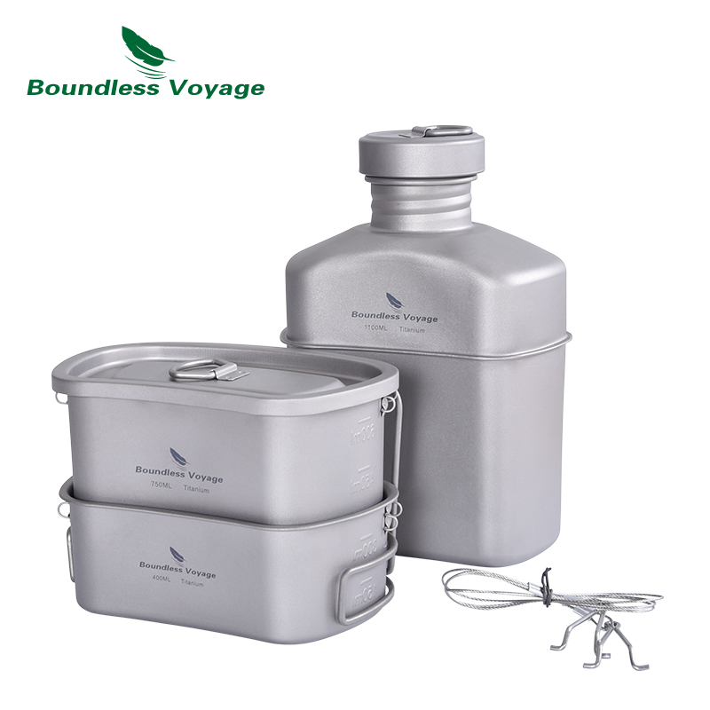 Camping Cooking Mess Kit - Boundless Voyage Titan Kantine Kochset Outdoor