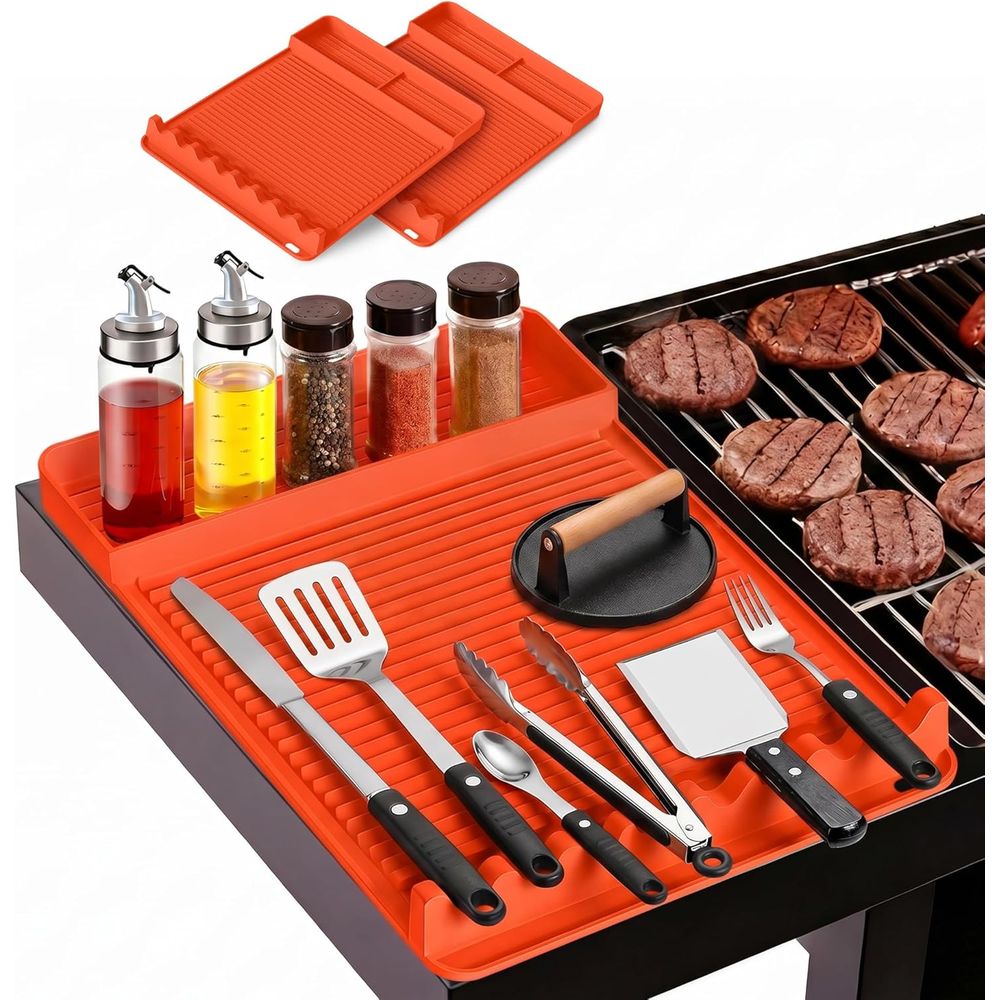 Camping Cooking Grill - Hitzebeständige Silikon-Grillmatte - 16x11,5'' Rutschfeste BBQ-Unterlage,