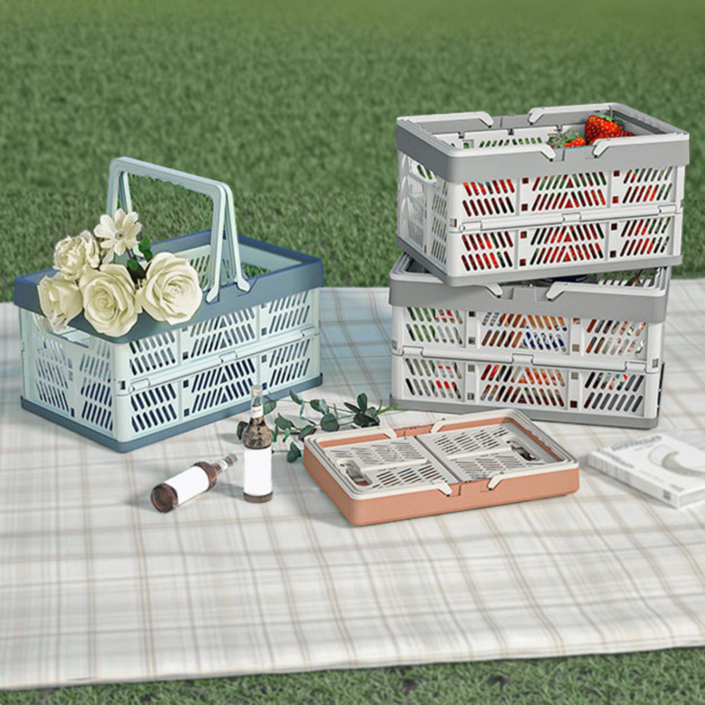Camping Cooking Basket - Tragbarer Faltbarer Plastik-Aufbewahrungskorb mit Griff Große