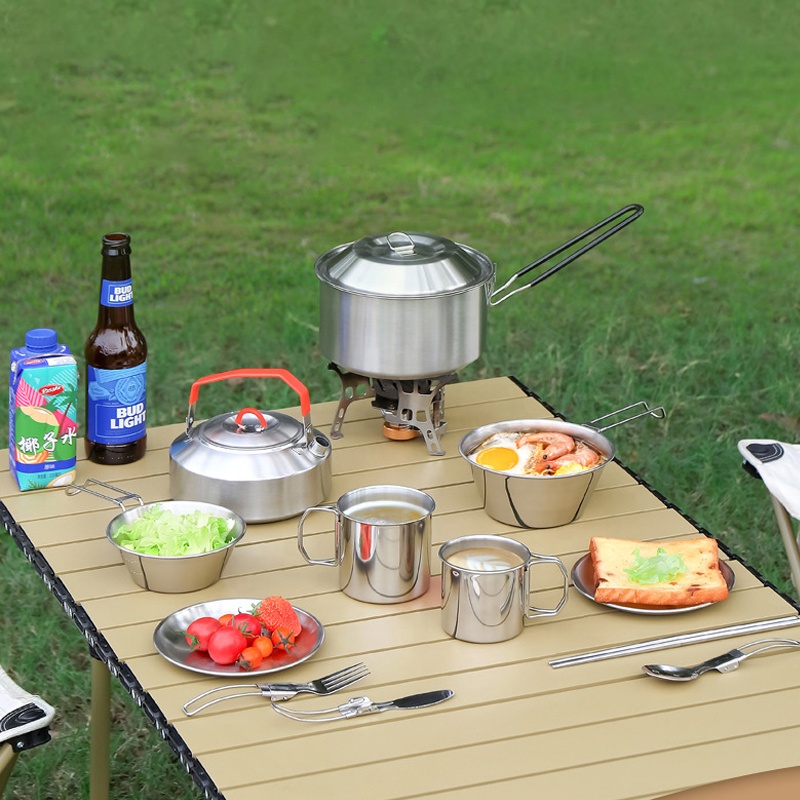 Heißer Verkauf 304 Edelstahl O – Camping Cooking Mess Kit Bewertung und Preis
