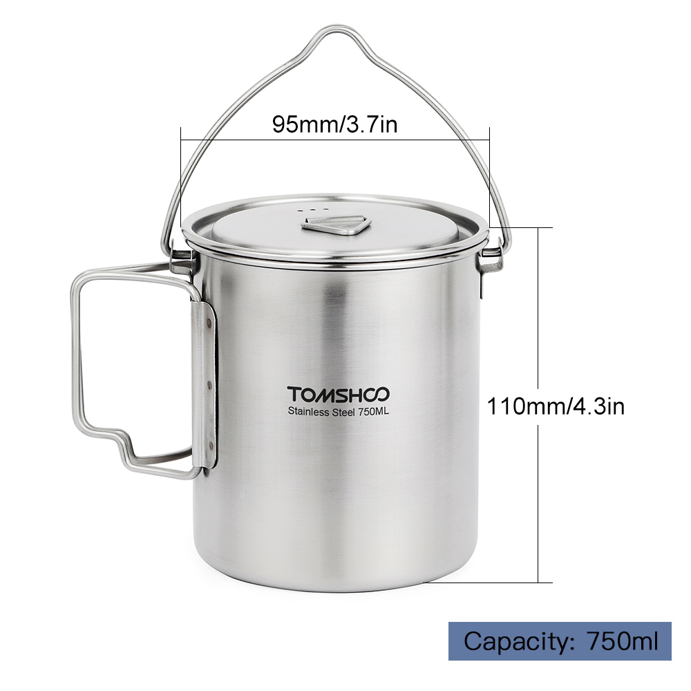 TOMSHOO 750 ml Edelstahl-Topf, – Camping Cooking Pot With Lid Bewertung und Preis