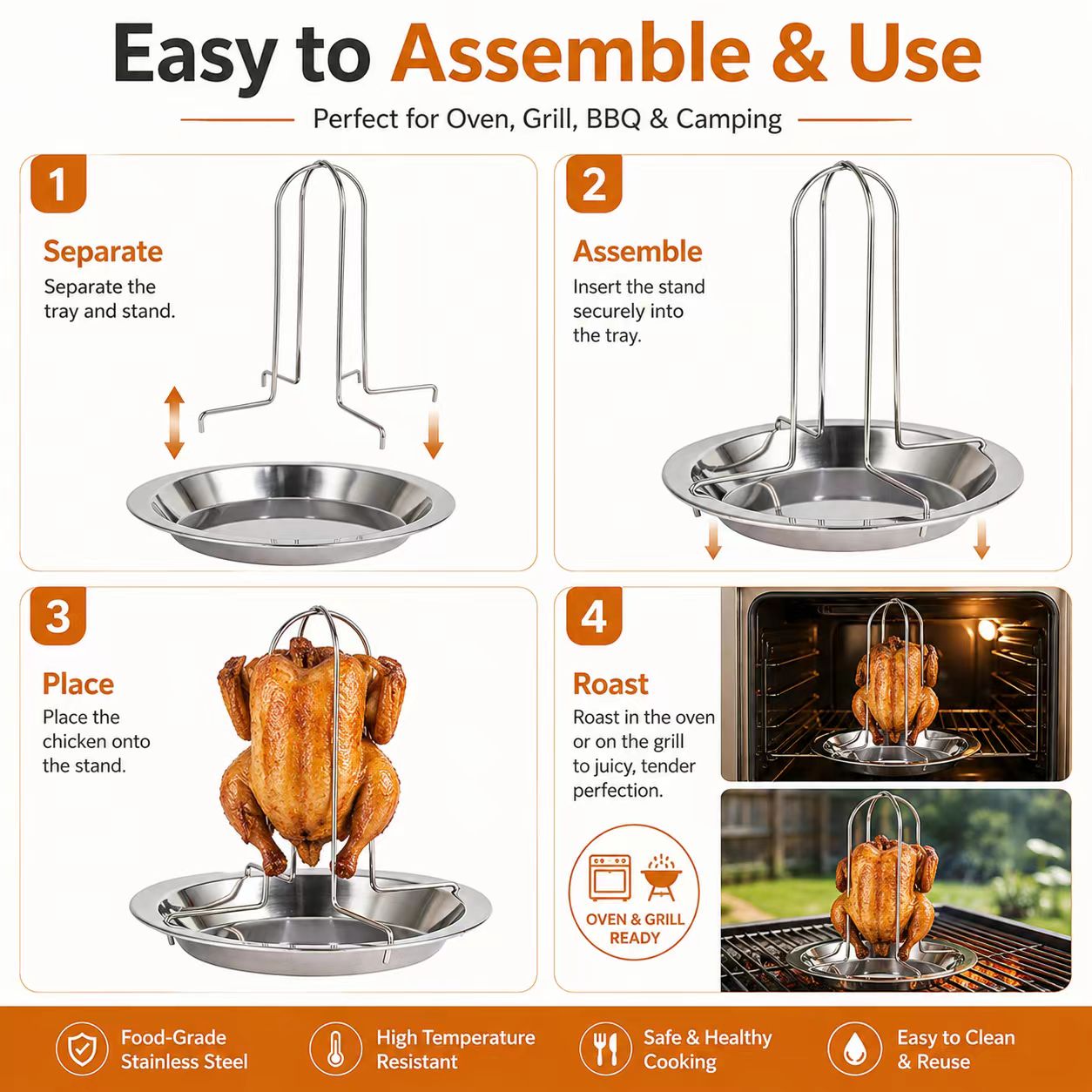 Tragbarer Ganzhähnchen-Grillst – Camping Cooking Grill Bewertung und Preis