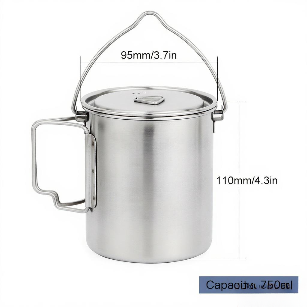 750ml Edelstahl-Topf Tragbarer – Camping Cooking Pot With Lid Bewertung und Preis