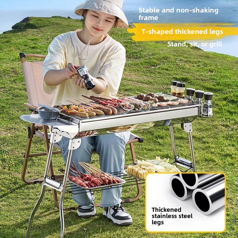 Tragbarer Edelstahl-Grill 410  – Camping Cooking Requirements Bewertung und Preis