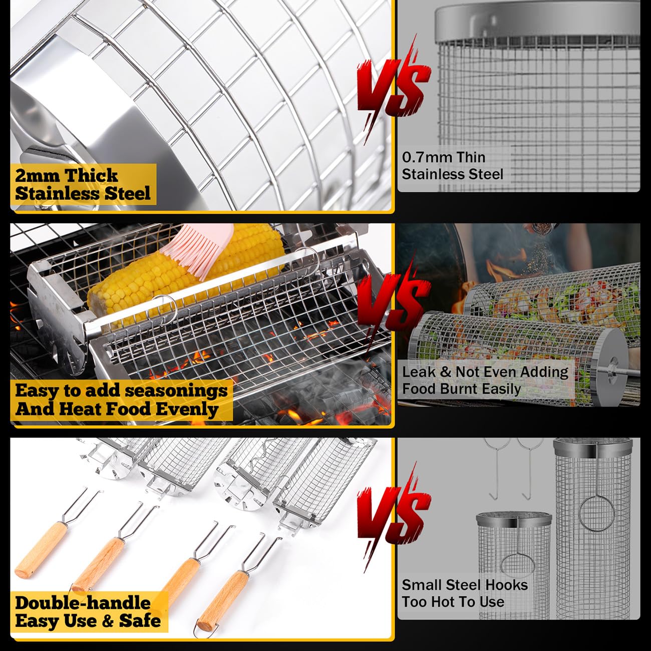 BUYYES Rolling Grill Korb BBQ  – Camping Cooking Basket Bewertung und Preis